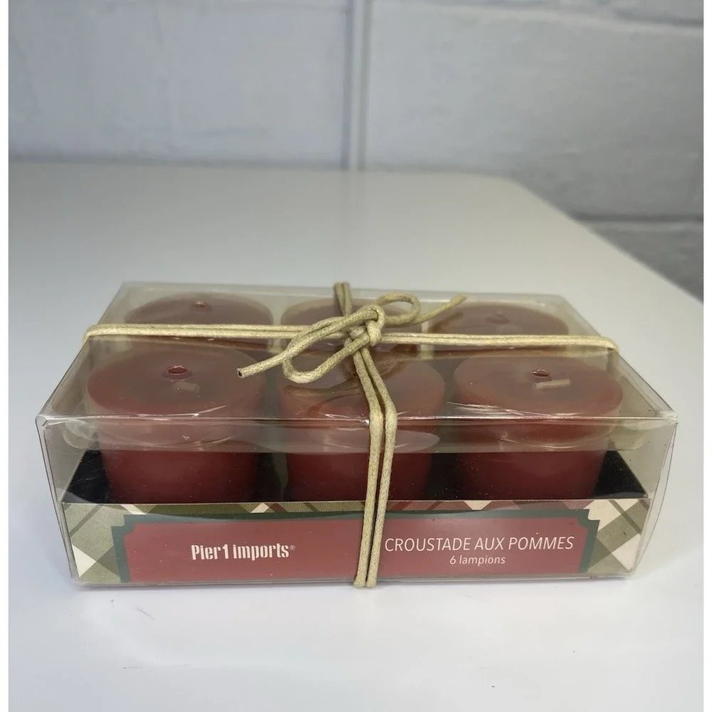 Pier 1  APPLE CRISP‎  Votive Candles 6 Sealed In Package Discontinued HTF Red